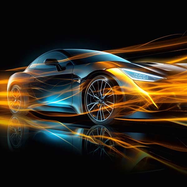 A car with visible wind
