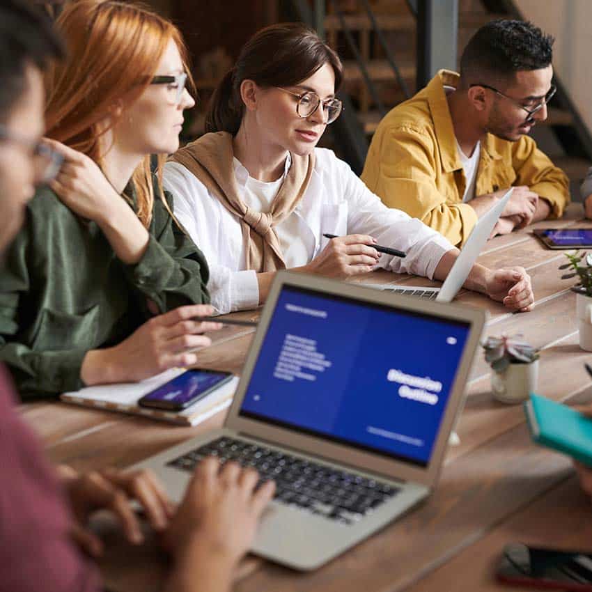 People working at a table