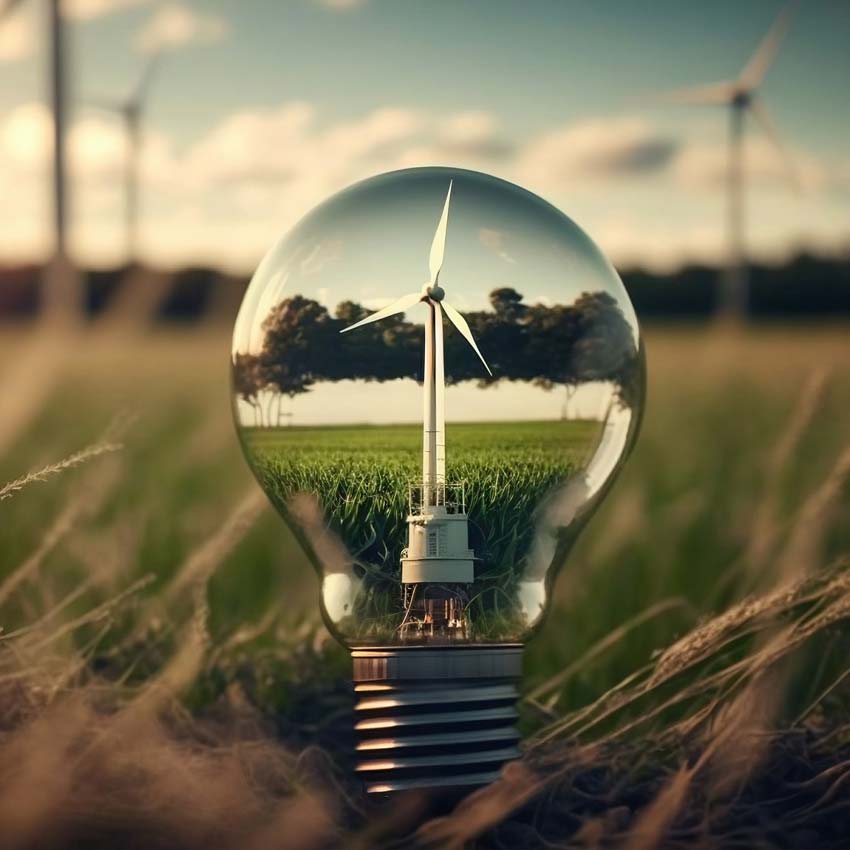 Bulb with a solar wind turbine inside